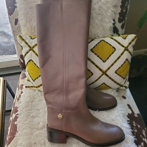 Tory Burch Taupe Fulton Riding Boots